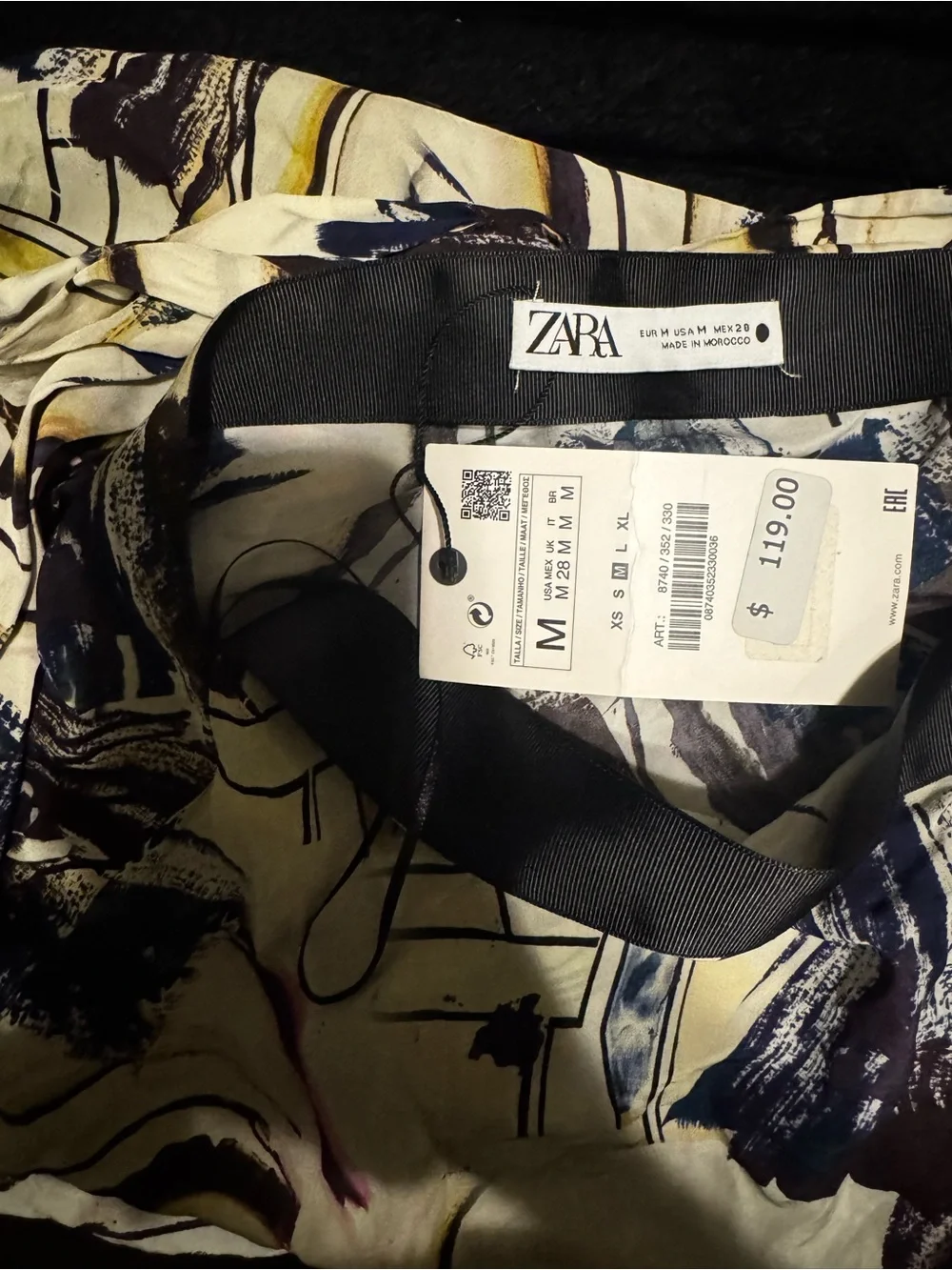 NWT Zara Limited Edition Abstract Printed Asymmetric Blouse - Size M